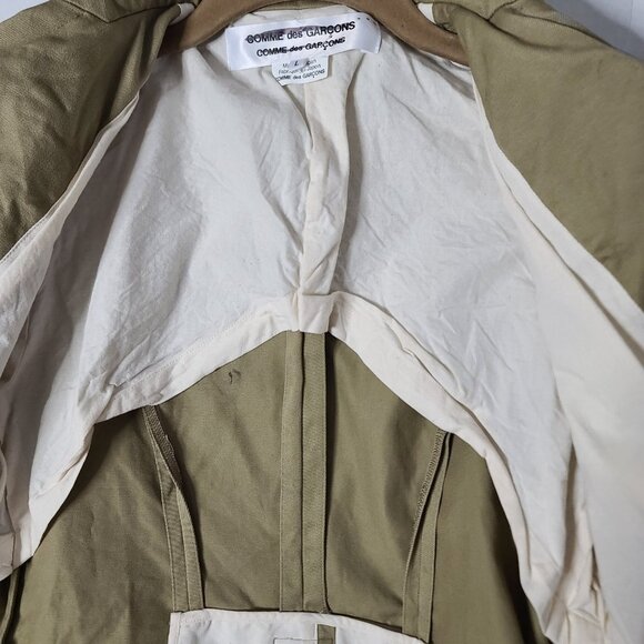 COMME DES GARCONS Curved Front Tailored Dart Jacket RO-J021 Khaki/Beige L NWOT - Picture 16 of 16